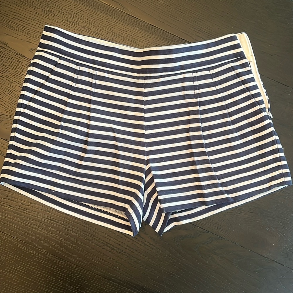 J-crew Blue and White Pleated Shorts